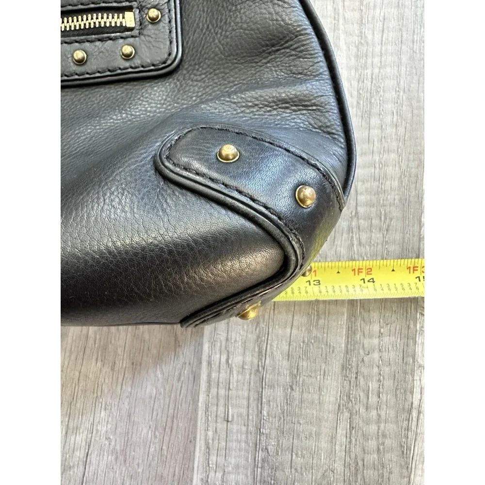 Black Michael Kors Ashbury Pebbled‎ Leather Shoulder Bag Hobo Purse Gold